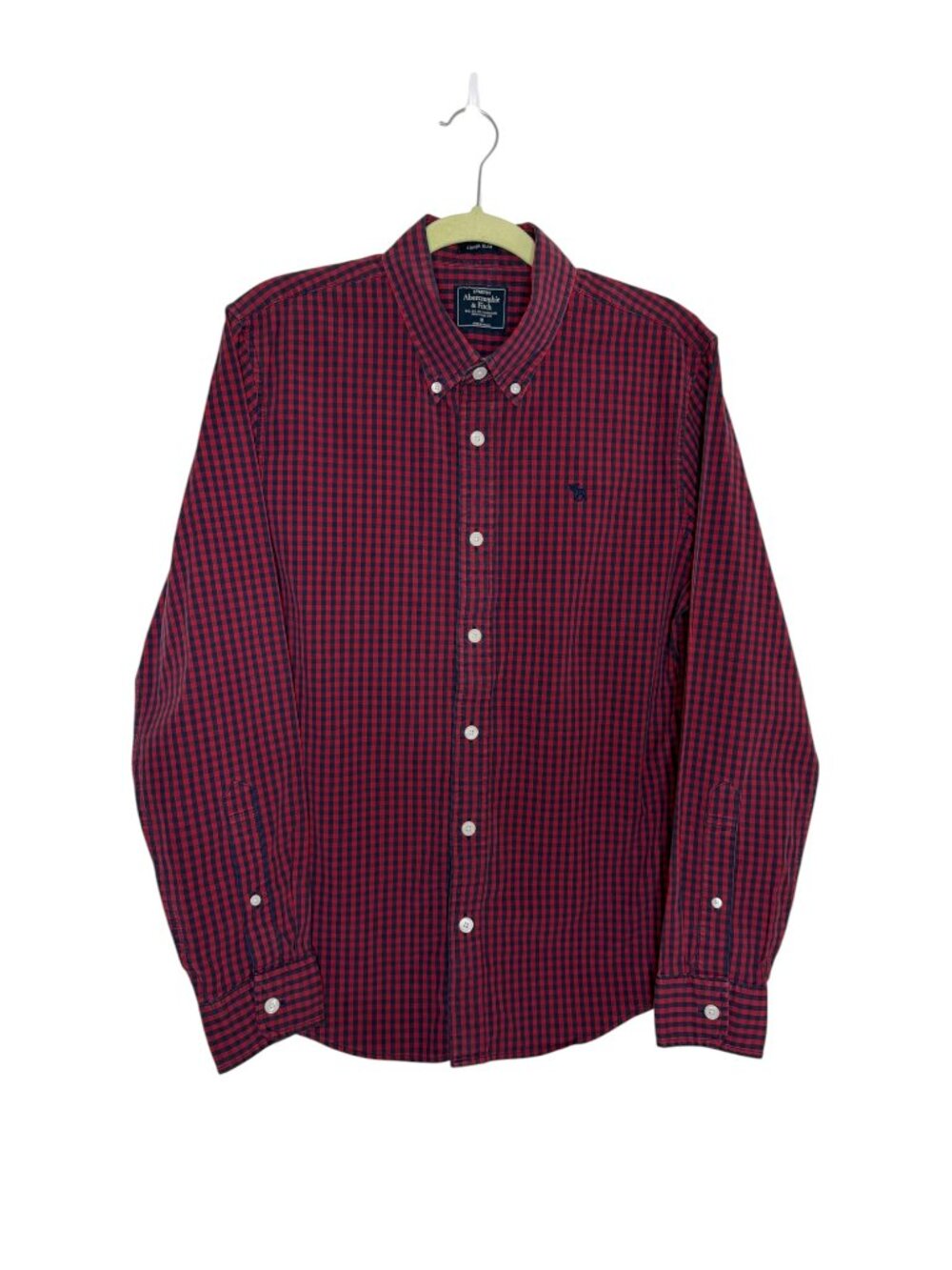 Abercrombie & Fitch Super Slim Button Front Shirt Top Mens Red Navy Blue M